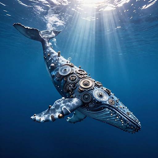 Clockwork Whale in Sunlit Cavern