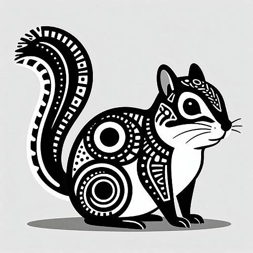 Minimalist Black and White Chipmunk Art