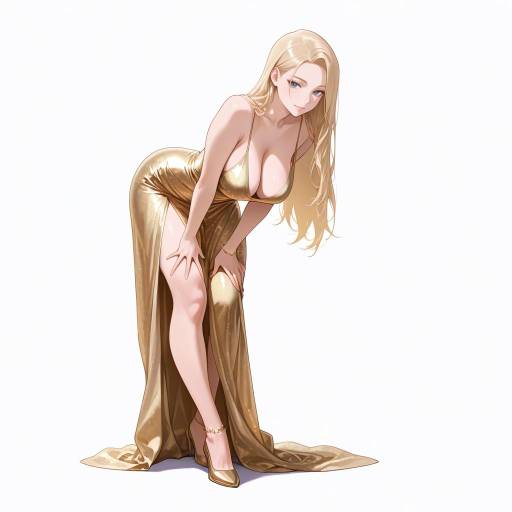 Elegant Tall Woman in Flowing Dress Elegant Tall Woman in Flowing Dress