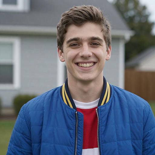 Smiling Young Man in Vibrant Jacket