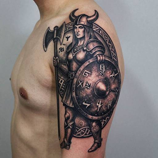 Viking Shield Maiden Tattoo Design