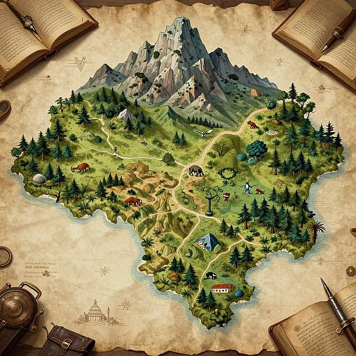 Fantasy Cartographer Illustrating Ancient Map