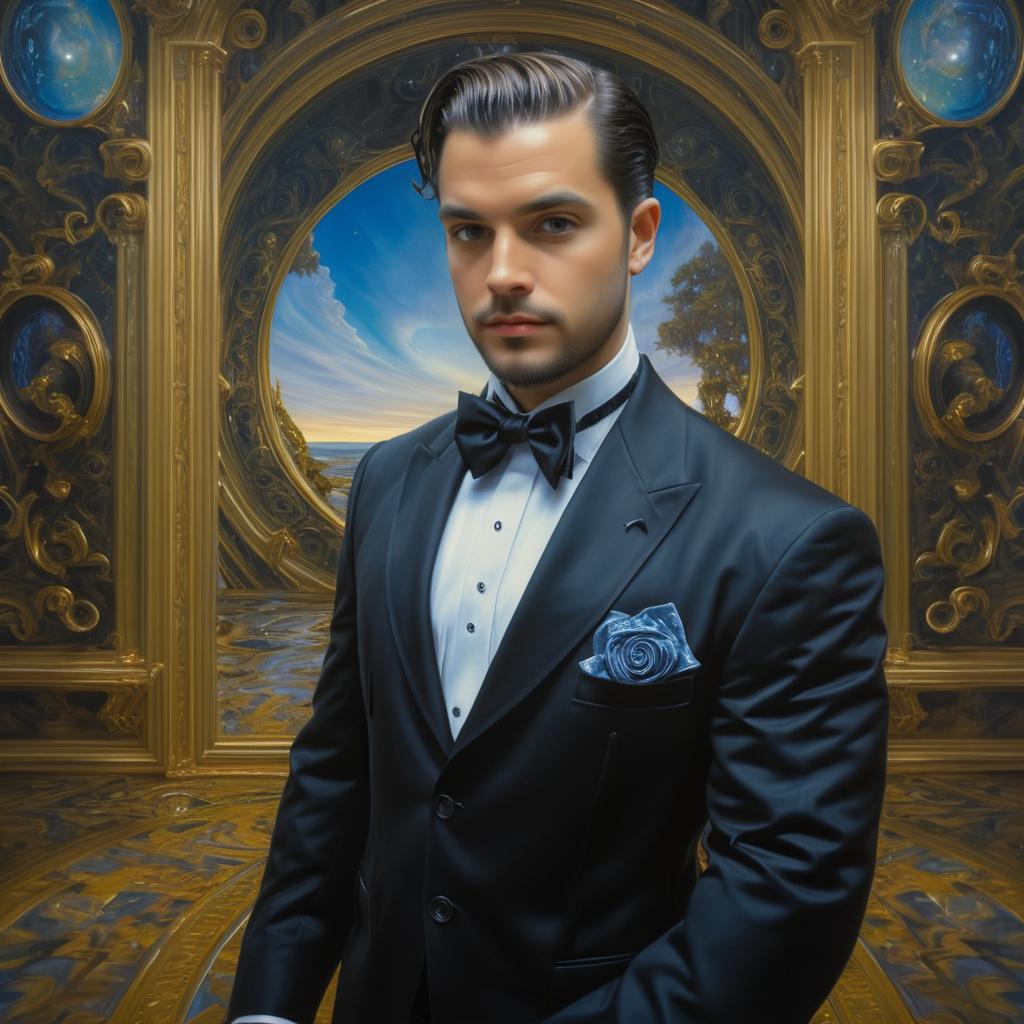 Surreal Elegance: A Man in Suit