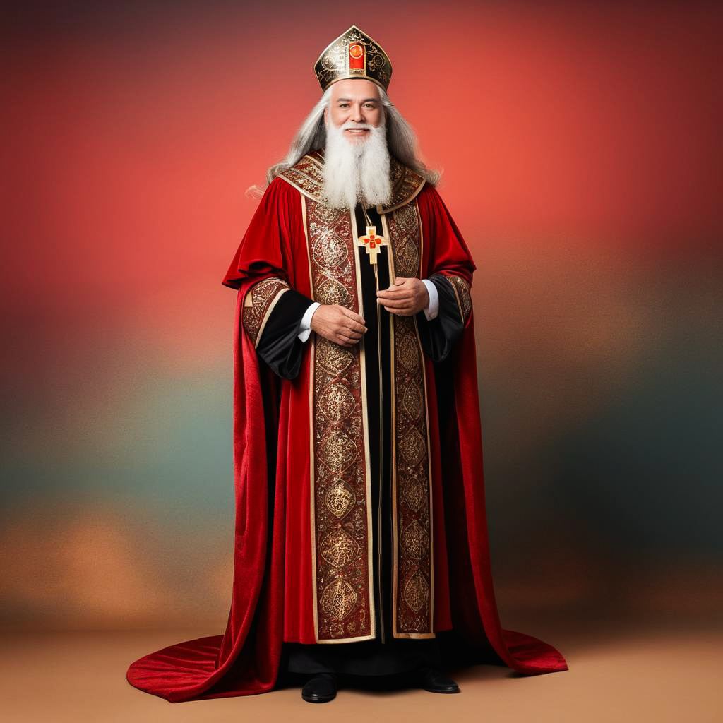 Delighted Elderly Scholar in Sinterklaas Robes