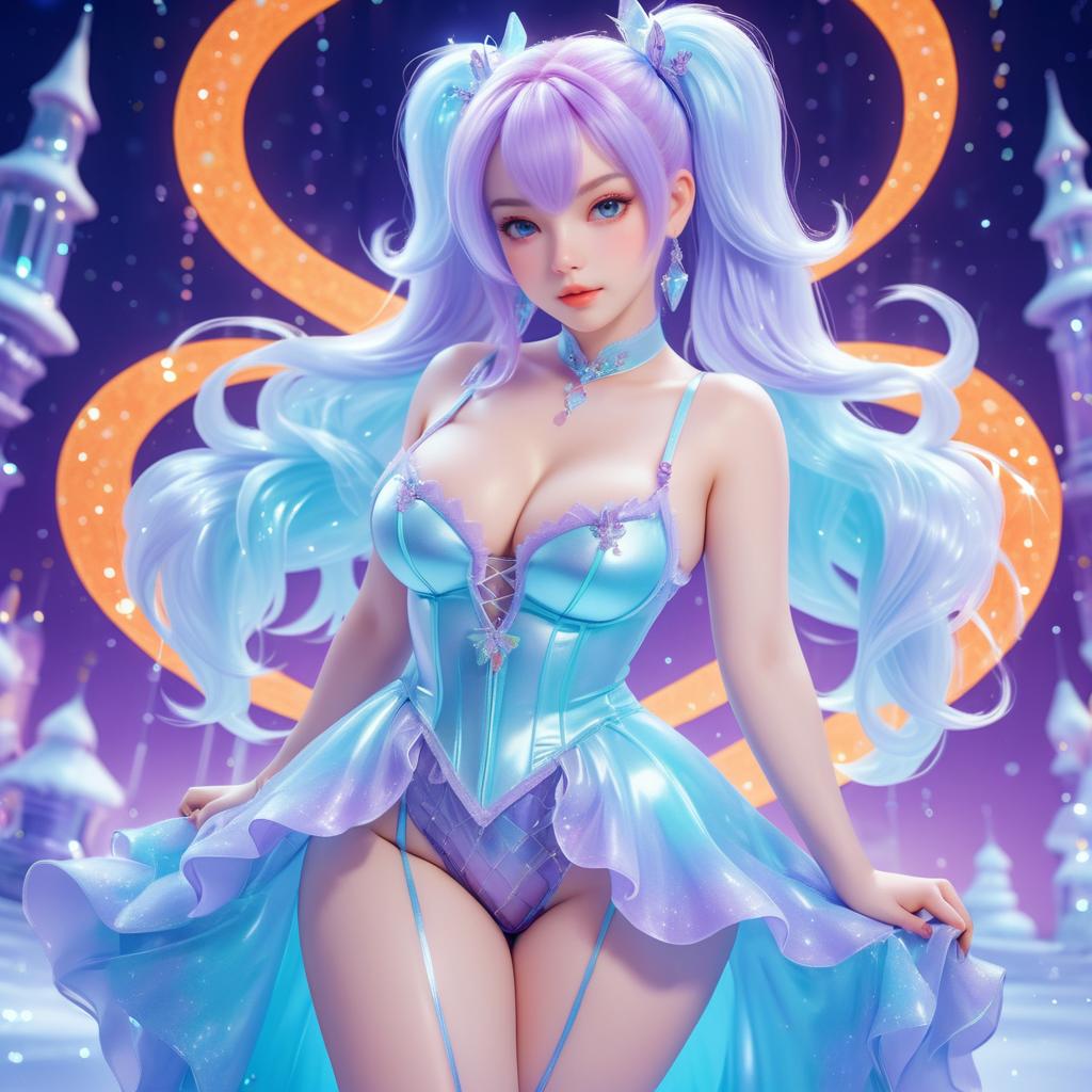 Sultry Curvy Girl with Ice Magic