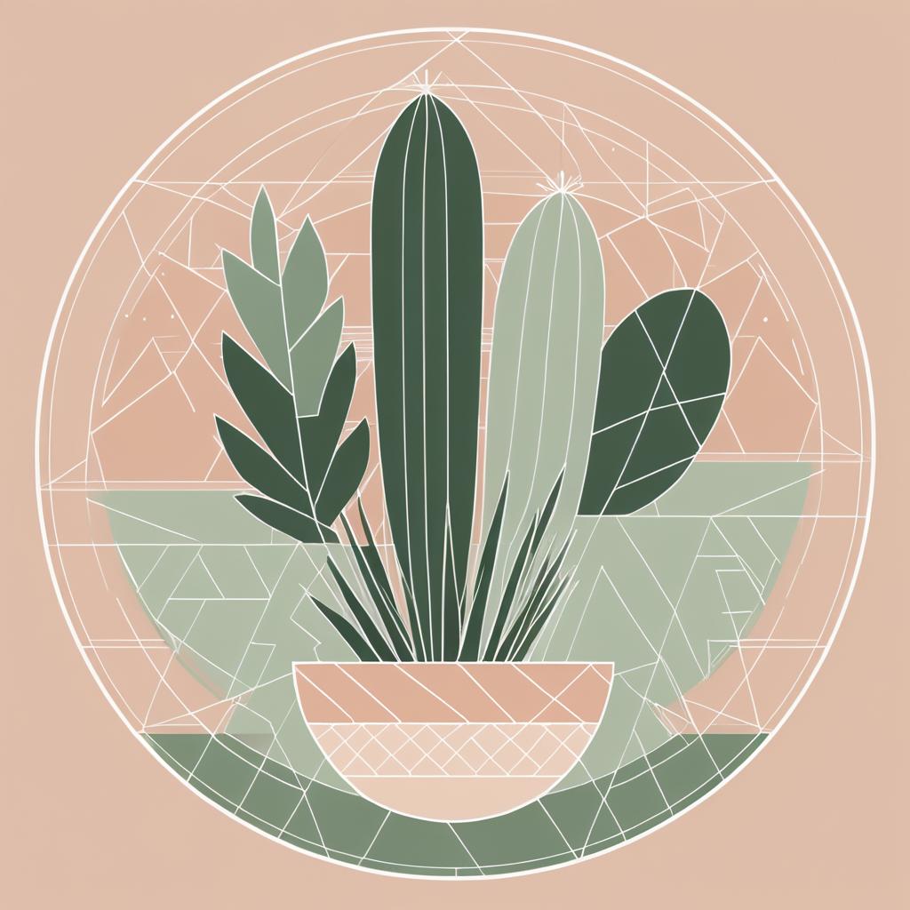 Minimalist Cactus with Geometric Shapes