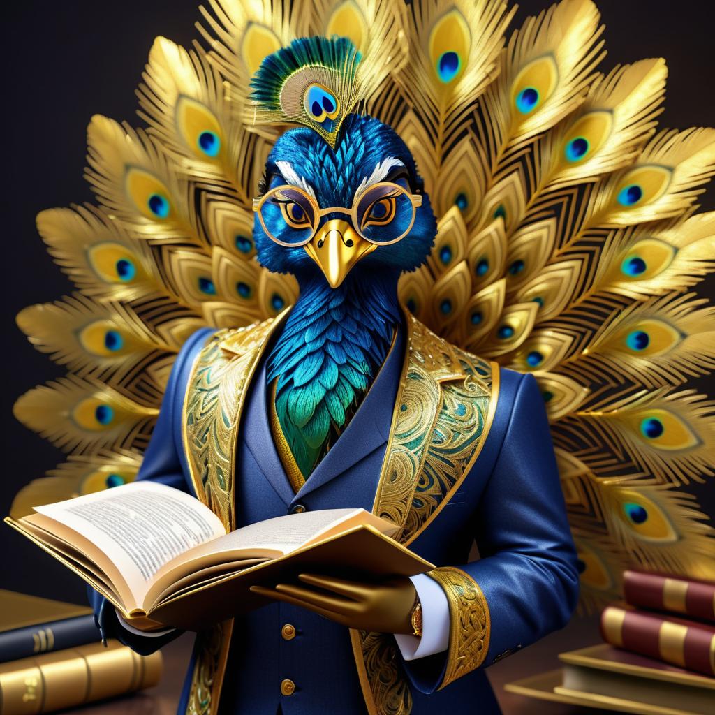 Sophisticated Peacock in Tailored Suit