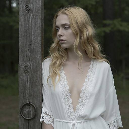 Melancholic Blonde Woman in Nature