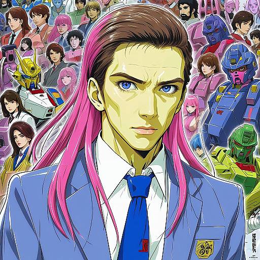 Illustration of Guel jeturk, gundam in the style of Oshiki hitoshi