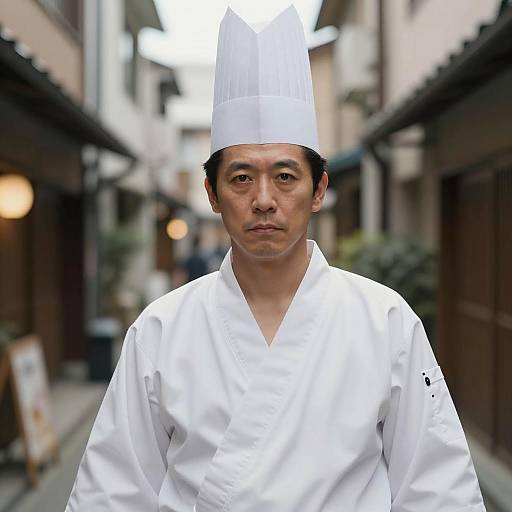 Japanese Sushi Chef in Traditional Attire
