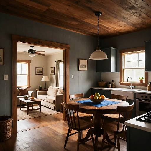 Rustic Kitchen and Living Room Interior