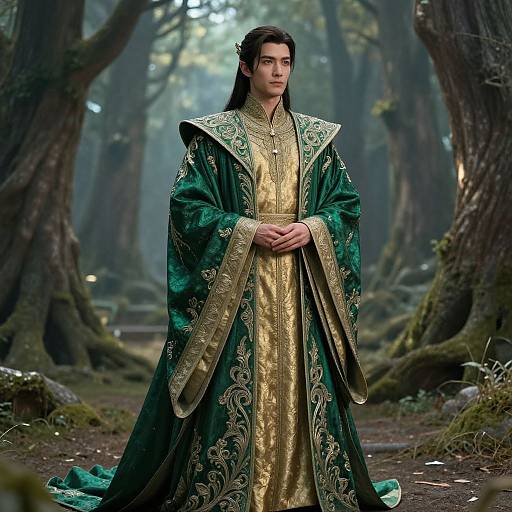Regal Emerald Green Elven Robes