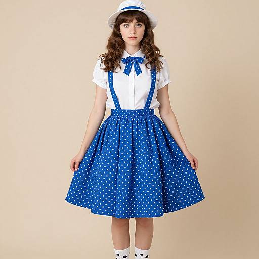Realistic Girl in Blue Poodle Skirt