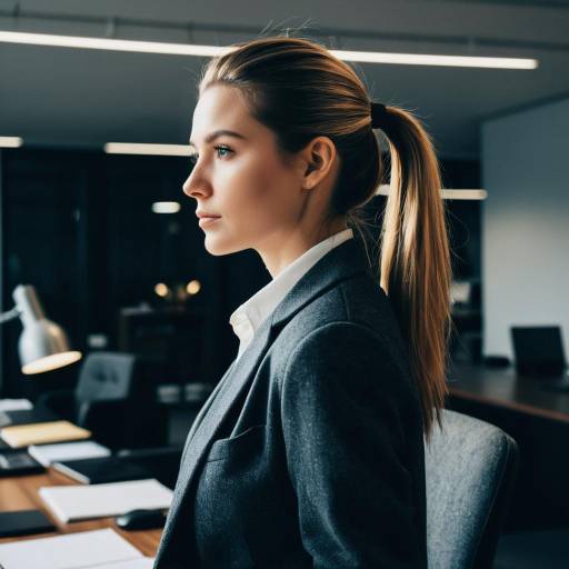 Confident Businesswoman with Low Ponytail in Office