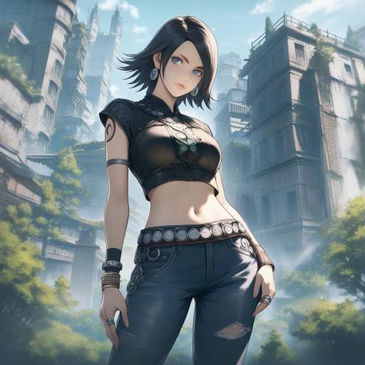 Stylish Girl in Urban Fantasy Setting
