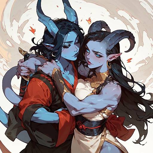 Fierce Female Tiefling Samurai Warrior