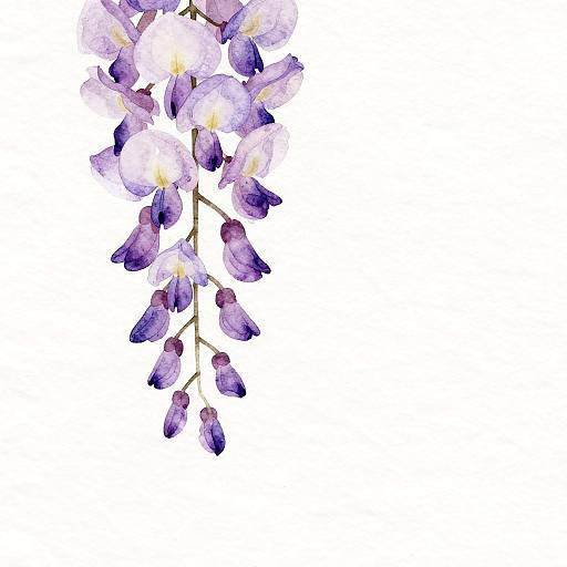 Soft Mauve Wisteria Watercolor Illustration
