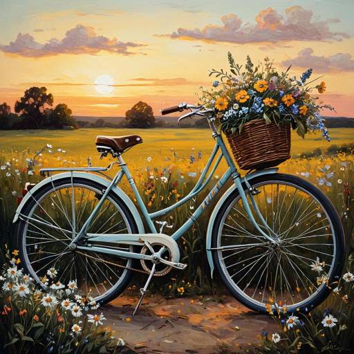 Romantic Vintage Bicycle in Sunset Hues Romantic Vintage Bicycle in Sunset Hues