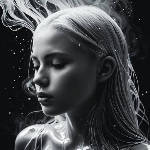 Portrait of Woman with Platinum Hair and Mystical Fog