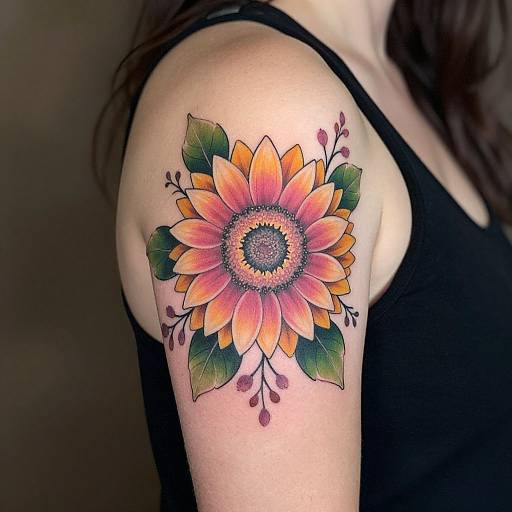 Vibrant Sunflower Floral Tattoo