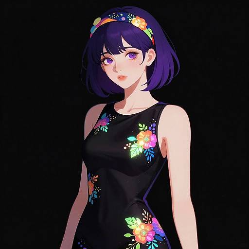 Vibrant Floral Digital Portrait