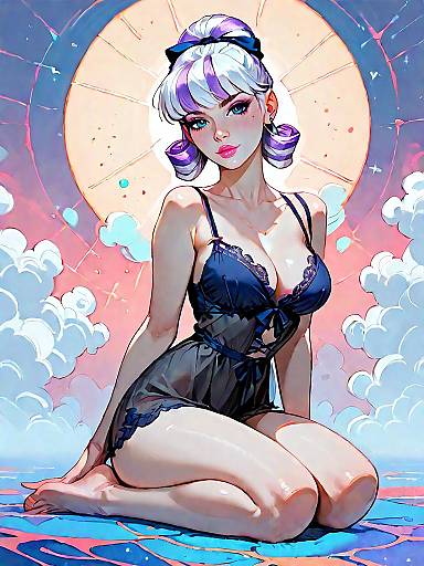 Fantasy Girl in Midnight Blue Lingerie