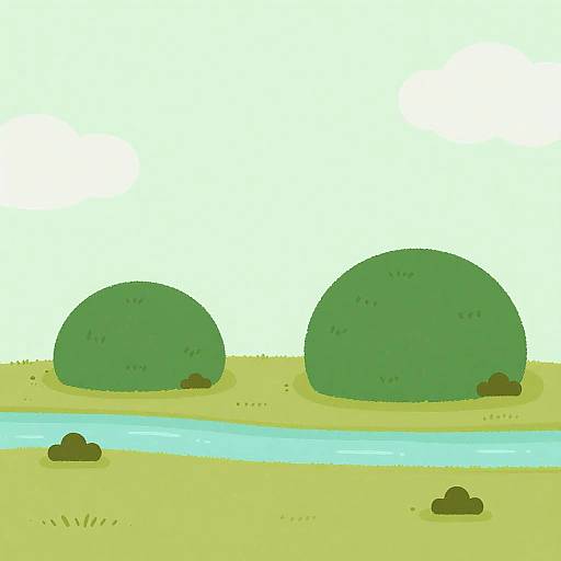 Minimalist Mossy Glade Landscape