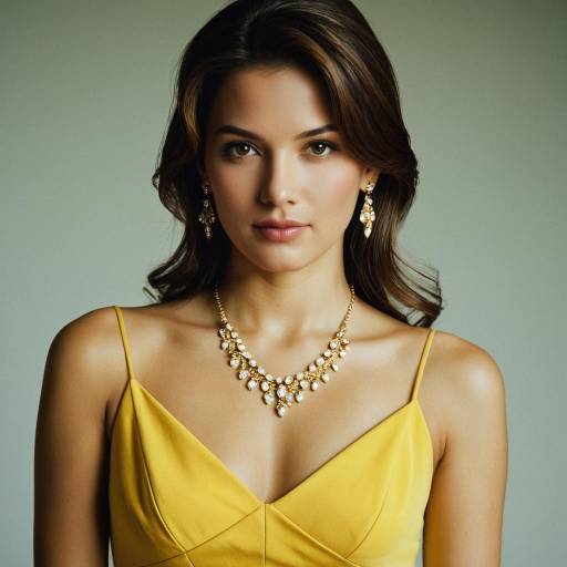 Woman in Yellow Dress with Gold Jewelry