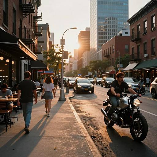 Vibrant Brooklyn Street Life at Sunset