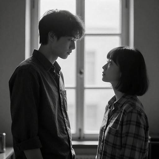 Backlit Noir Couple in Dramatic Contrast