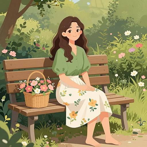 Sunlit Garden Bliss with a Smiling Woman