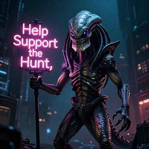 CGI Alien with glowing neon 
