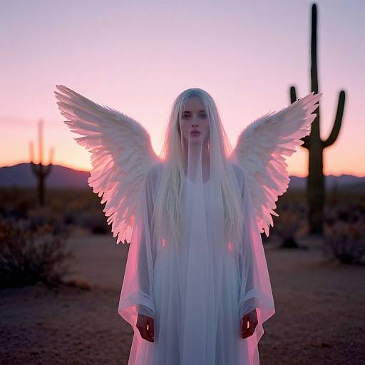 Angel Ghost in Sonoran Desert Sunset