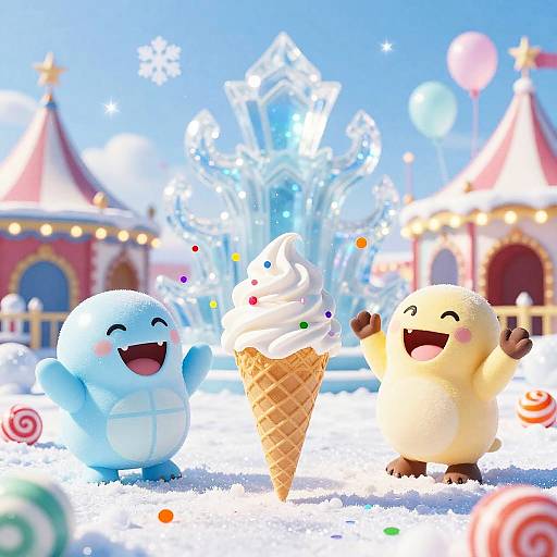 Joyful Ice Cream Animals Winter Carnival