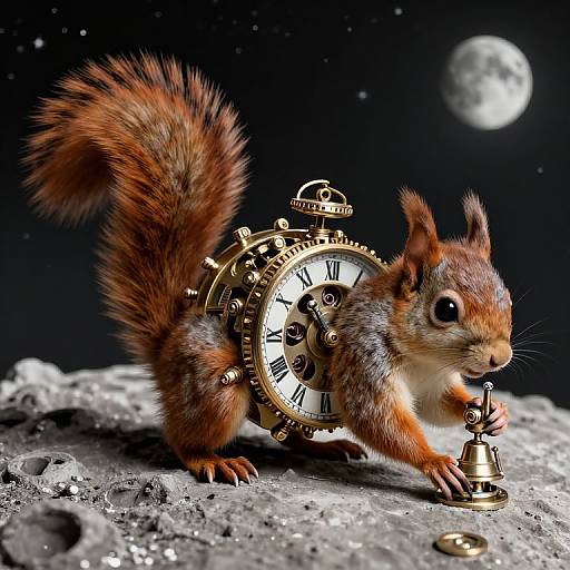Clockwork Squirrel on Moon