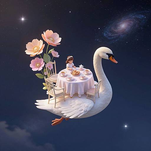 Whimsical Swan Tea Party Dreamscape