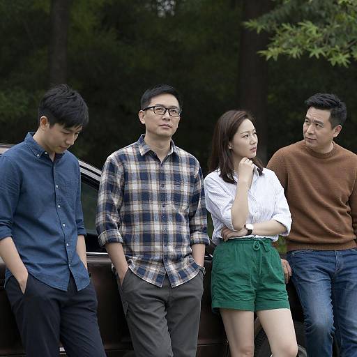 Outdoor Group Photo Near Brown Car