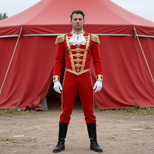 Traditional Red and Gold Circus Costume