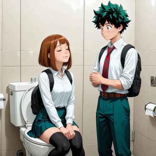 Midoriya and Classmate in School Uniform