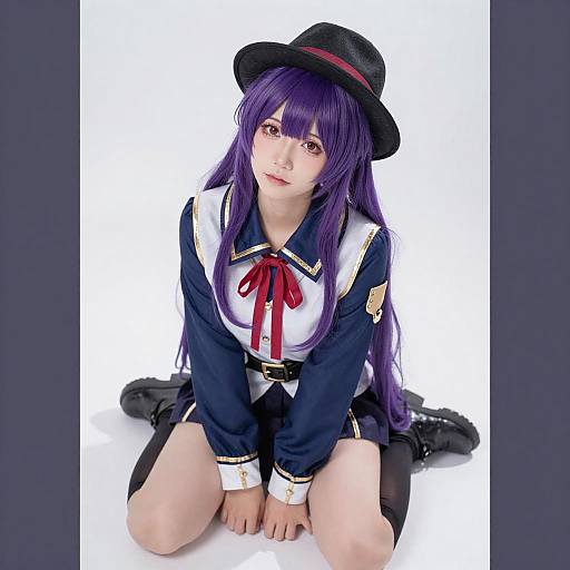 Anime Cosplayer in Navy Outfit