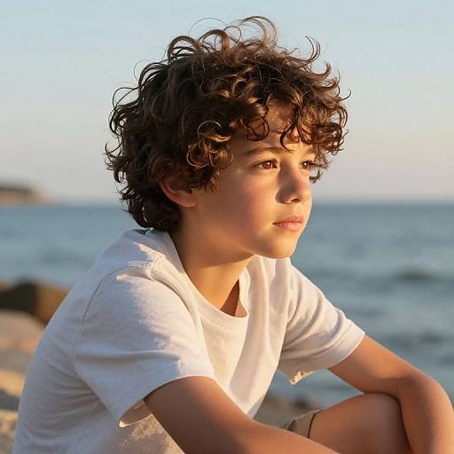 Serene 12-Year-Old Boys by Seaside
