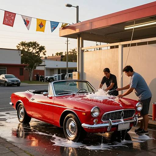 Classic Convertible Carwash at Sunset
