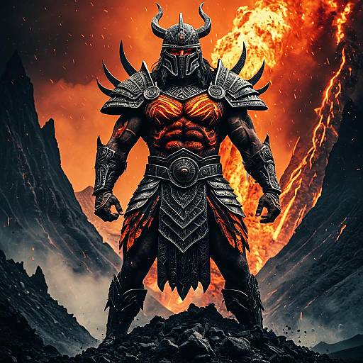 Epic Volcanic Warrior in Fiery Armor