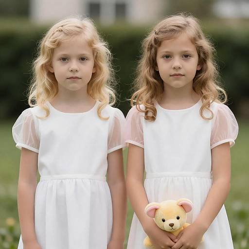 Curly-Haired Girls in Whimsical Dresses