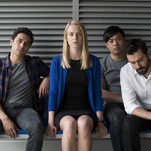 Group Portrait on a Blue Bench