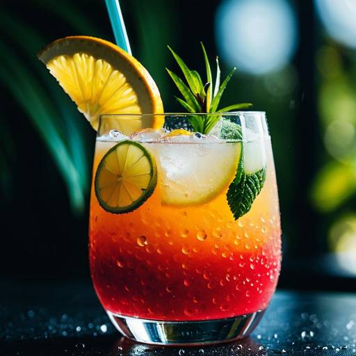 Tropical Cocktail with Citrus Garnishes