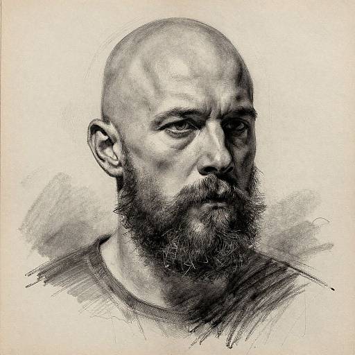 Charcoal Beard Portrait with Shadows