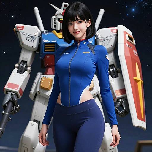 Seductive Girl in Mecha Space Suit