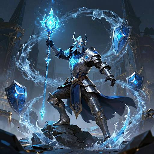 Battle-Ready DND Wizard in Frost Armor