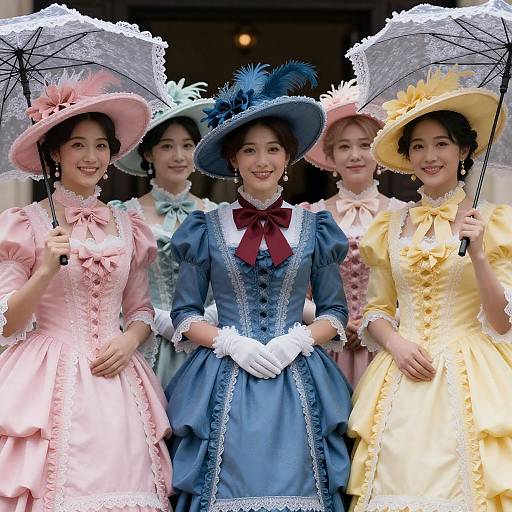 Victorian Elegance: Five Women in Costume